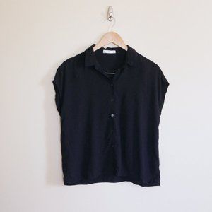 Mango Casual Button Down Top Black Size 8
